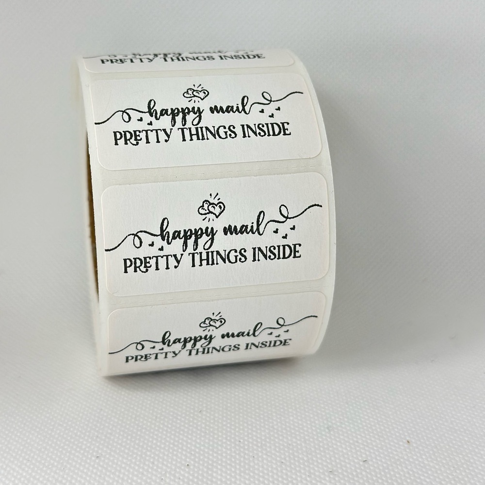 Happy mail sticker | pretty things inside sticker | shipping supplies 2in - Picture 3 of 6